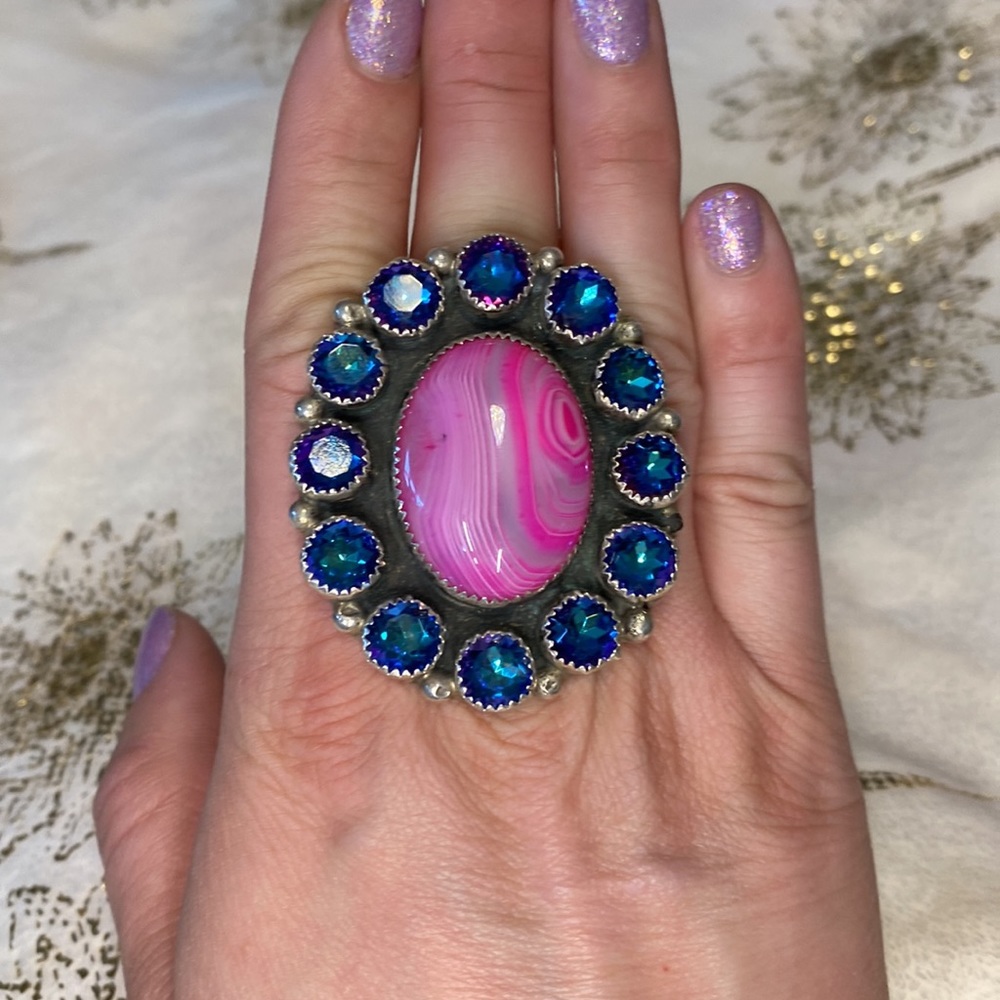 M&S pink agate ring - Picture 2 of 2